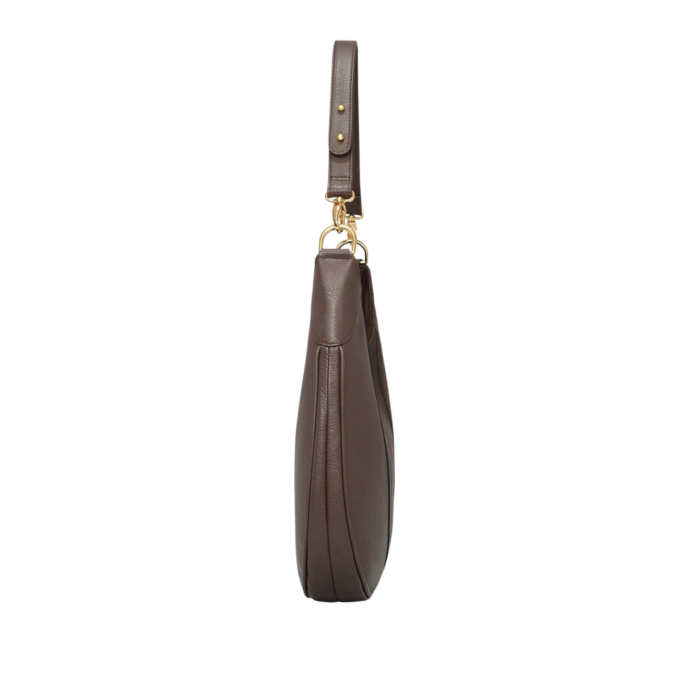 Hobo Bag Schultertasche aus Kalbsleder in dunkelbraun